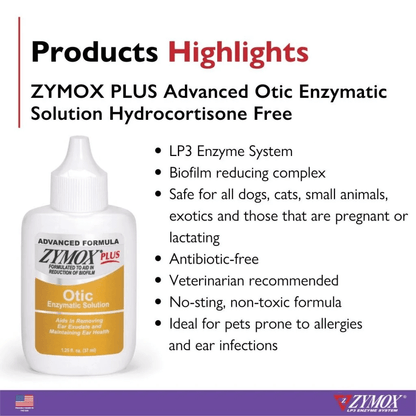 ZYMOX Plus Advanced Otic Ear Solution – Treatment for Ear Infections in Dogs & Cats – UK Stock