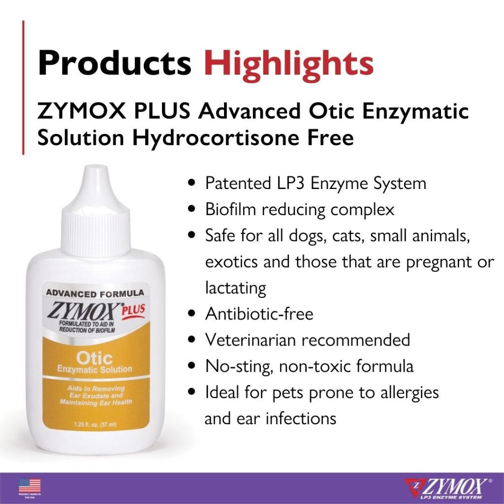 Zymox Plus Advanced Otic Ear Treatment without Hydrocortisone highlights