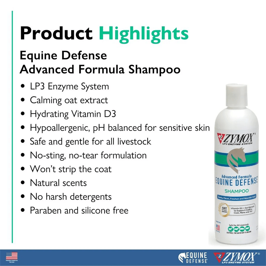 ZYMOX Equine Defense Advanced Formula Shampoo for Horses | Skin & Coat Care | UK Stock