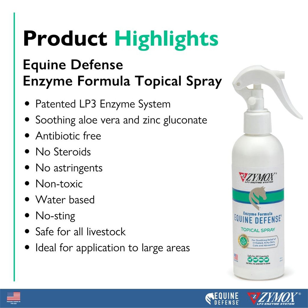ZYMOX® Equine Defense Enzyme Formula Topical Spray for Horses Highlights | Skin Care | UK Stock