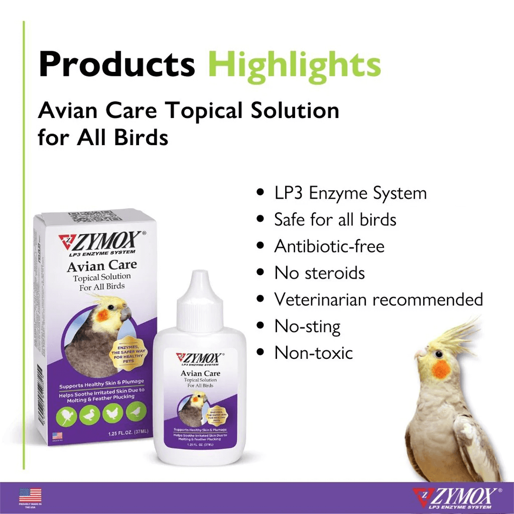 ZYMOX Avian Care Topical Solution For All Birds – Skin & Plumage Care | UK