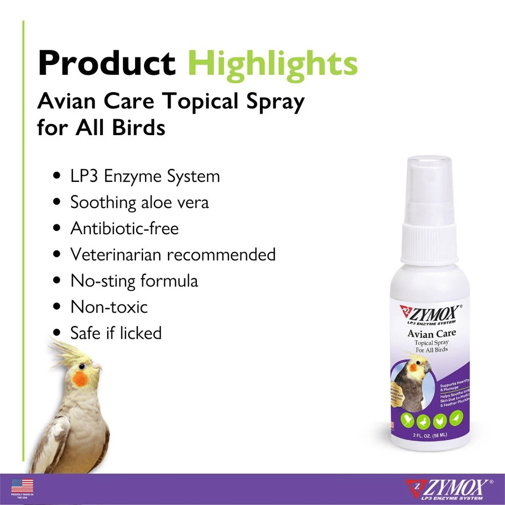 ZYMOX Avian Care Topical Spray for All Birds – Skin & Plumage Care | UK Stock