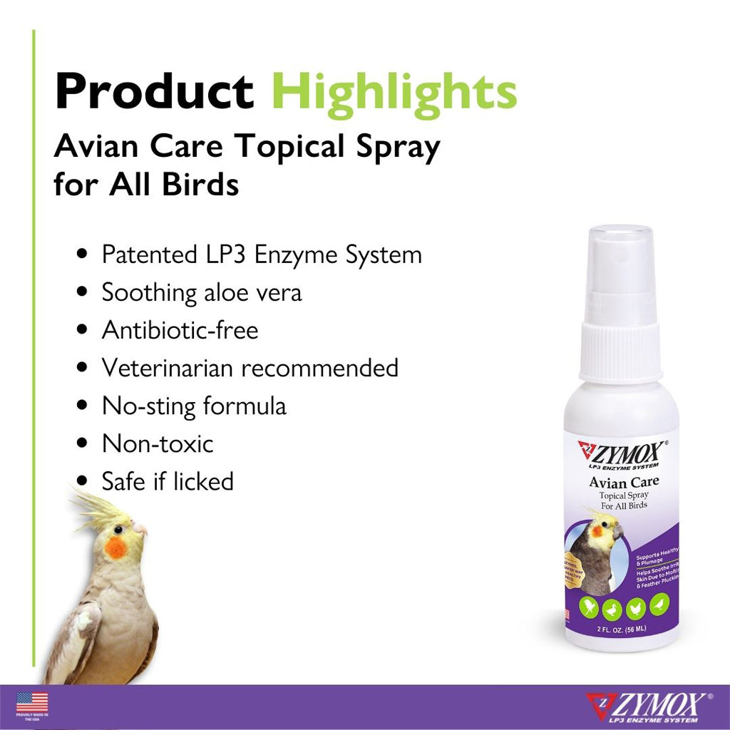 ZYMOX® Avian Care Topical Spray for All Birds Highlights – Skin & Plumage Care | UK