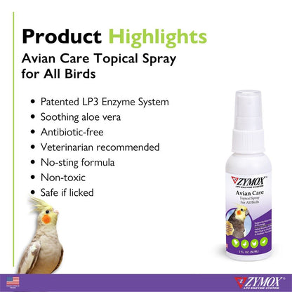 ZYMOX® Avian Care Topical Spray for All Birds Highlights – Skin & Plumage Care | UK