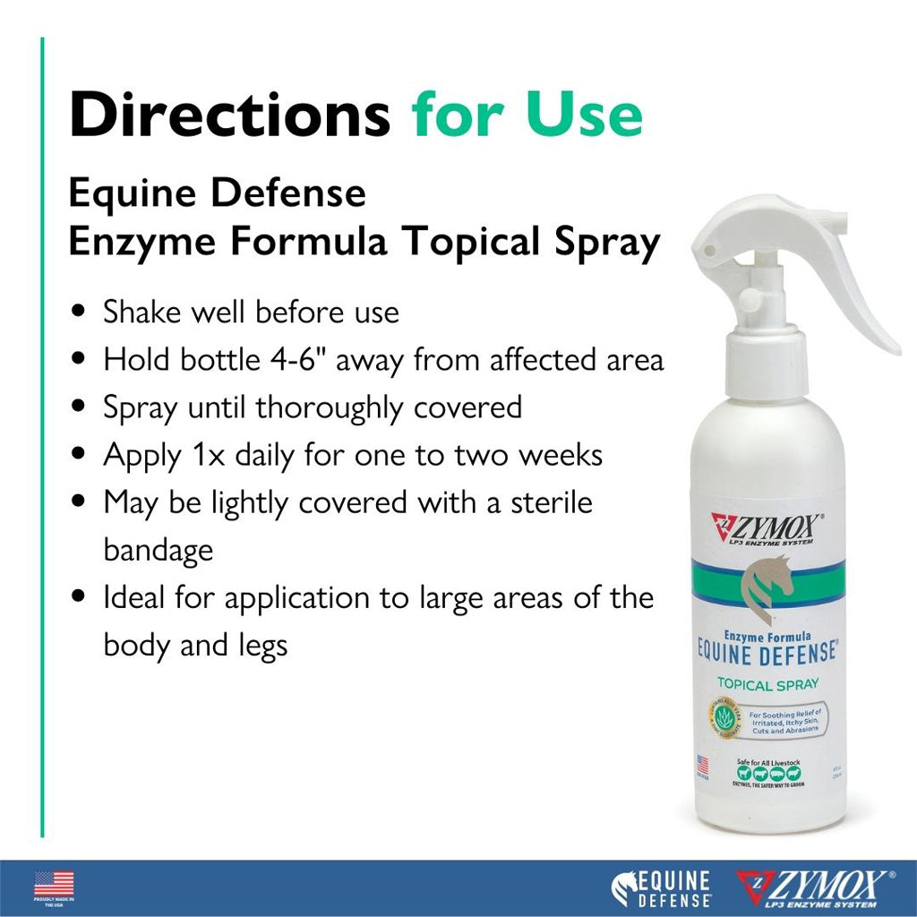 ZYMOX® Equine Defense Enzyme Formula Topical Spray for Horses Directions For Use | Skin Care | UK Stock