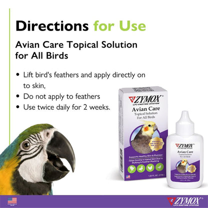 ZYMOX® Avian Care Topical Solution For All Birds Directions for Use – Skin & Plumage Care | UK
