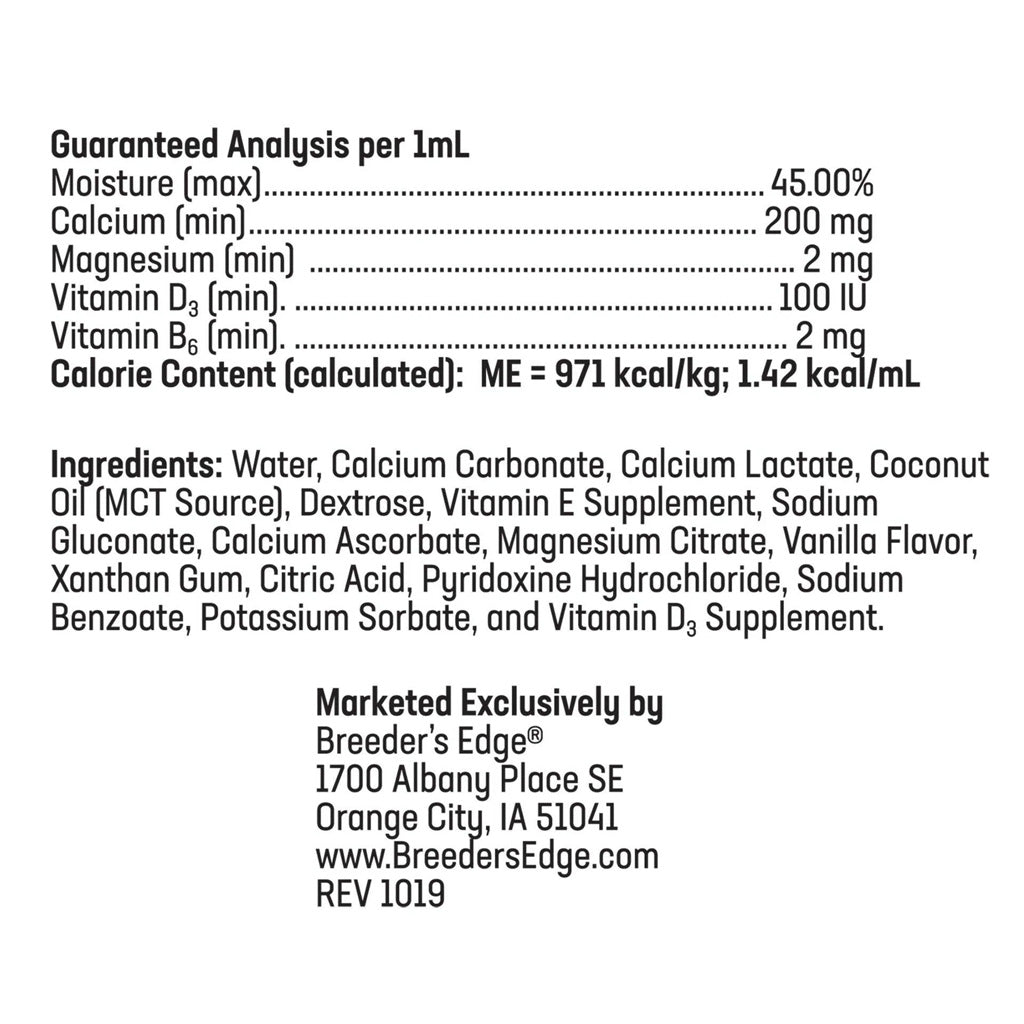 Breeder’s Edge Oral Cal Plus for Dogs and Cats ingredients – Fast-Absorbing Calcium Supplement | UK Stock