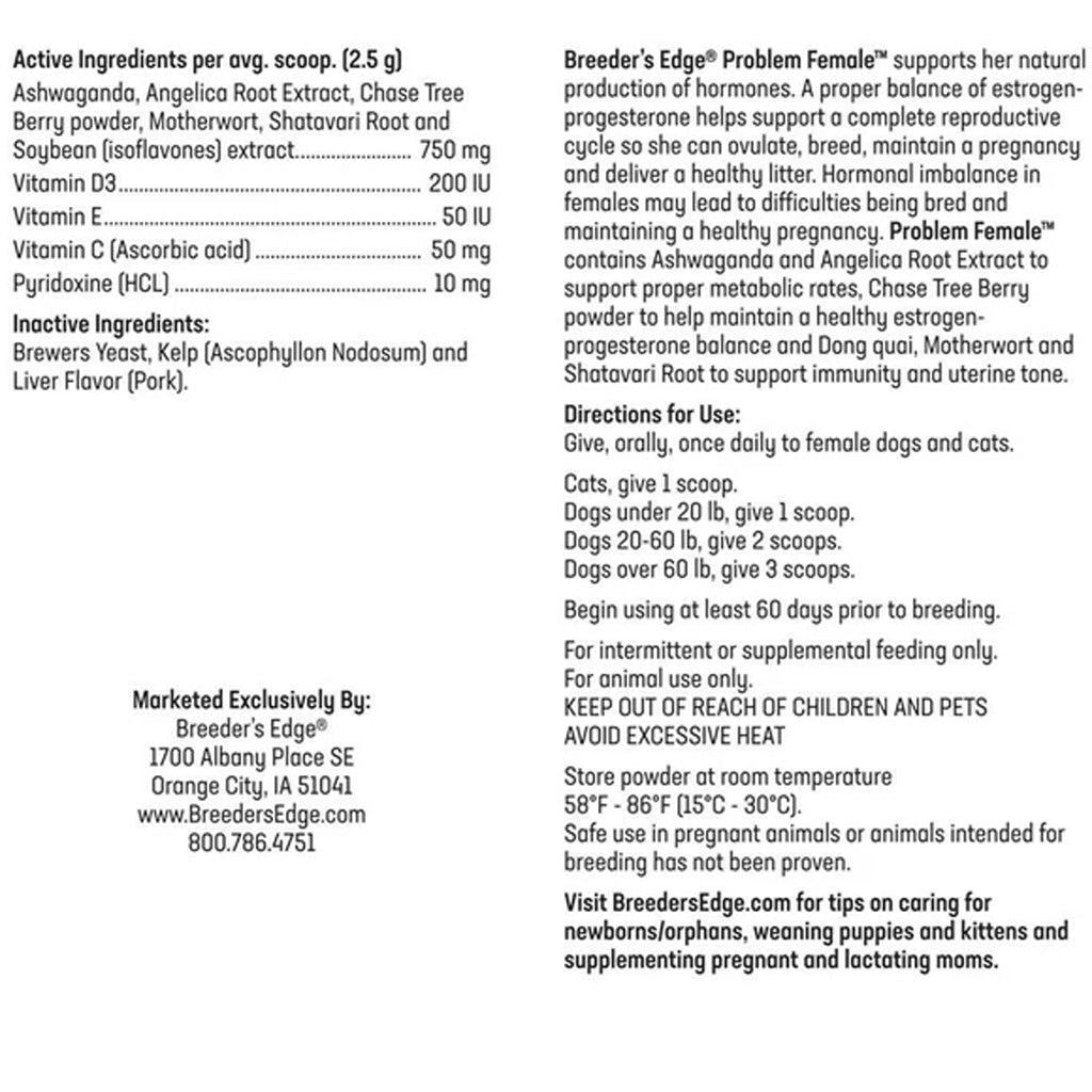 Product label with active and inactive ingredients, directions for use, and contact information on a white background.