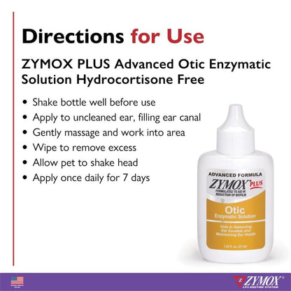 Zymox Plus Advanced Otic Ear Treatment without Hydrocortisone directions for use