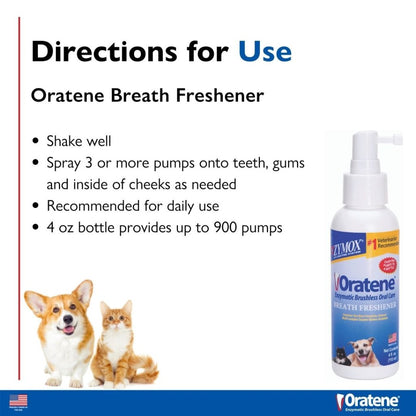 Zymox Oratene breath freshener for dogs and cats directions for use