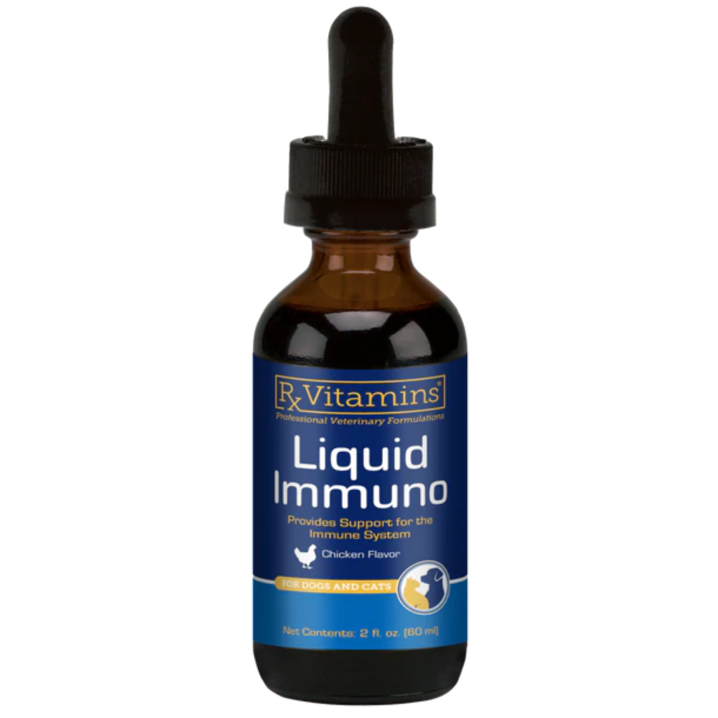Bottle of Rx Vitamins Liquid Immuno on a white background