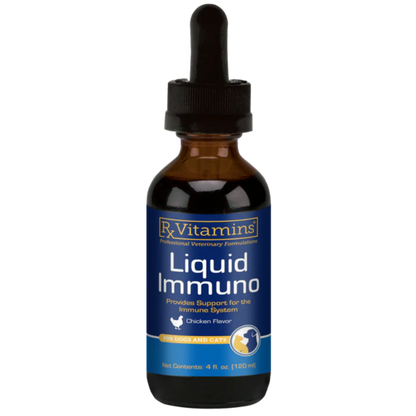 Bottle of Rx Vitamins Liquid Immuno on a white background