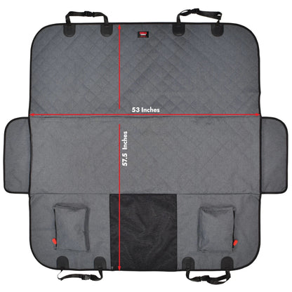 KONG car seat cover with measurements on a white background