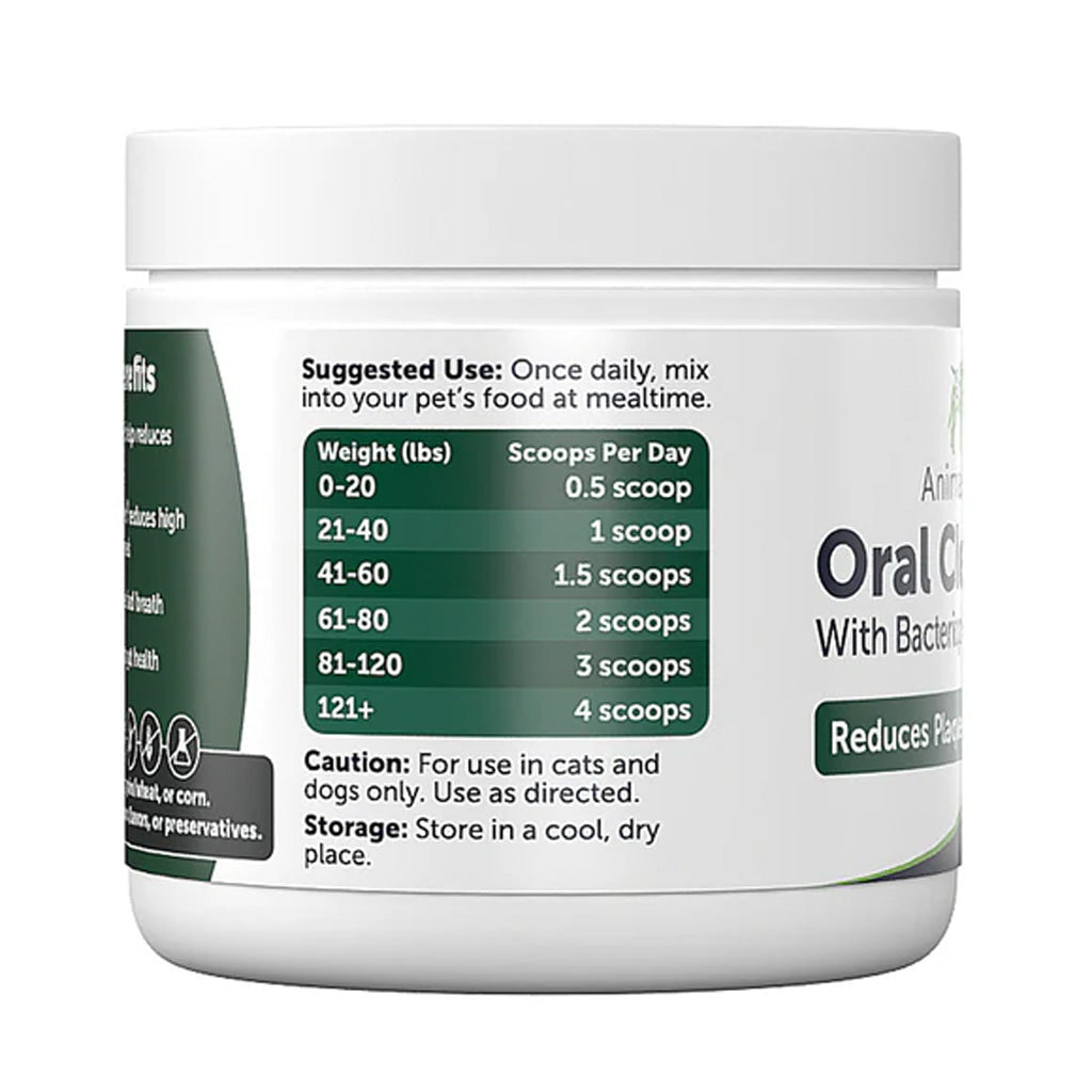 AnimalBiome Oral Cleanse tub with suggested directions for use 