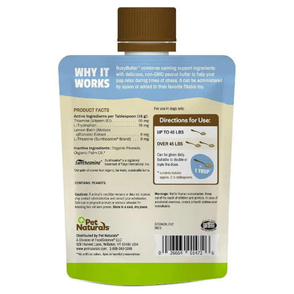 Back label of a Pet Naturals product with text and branding.
