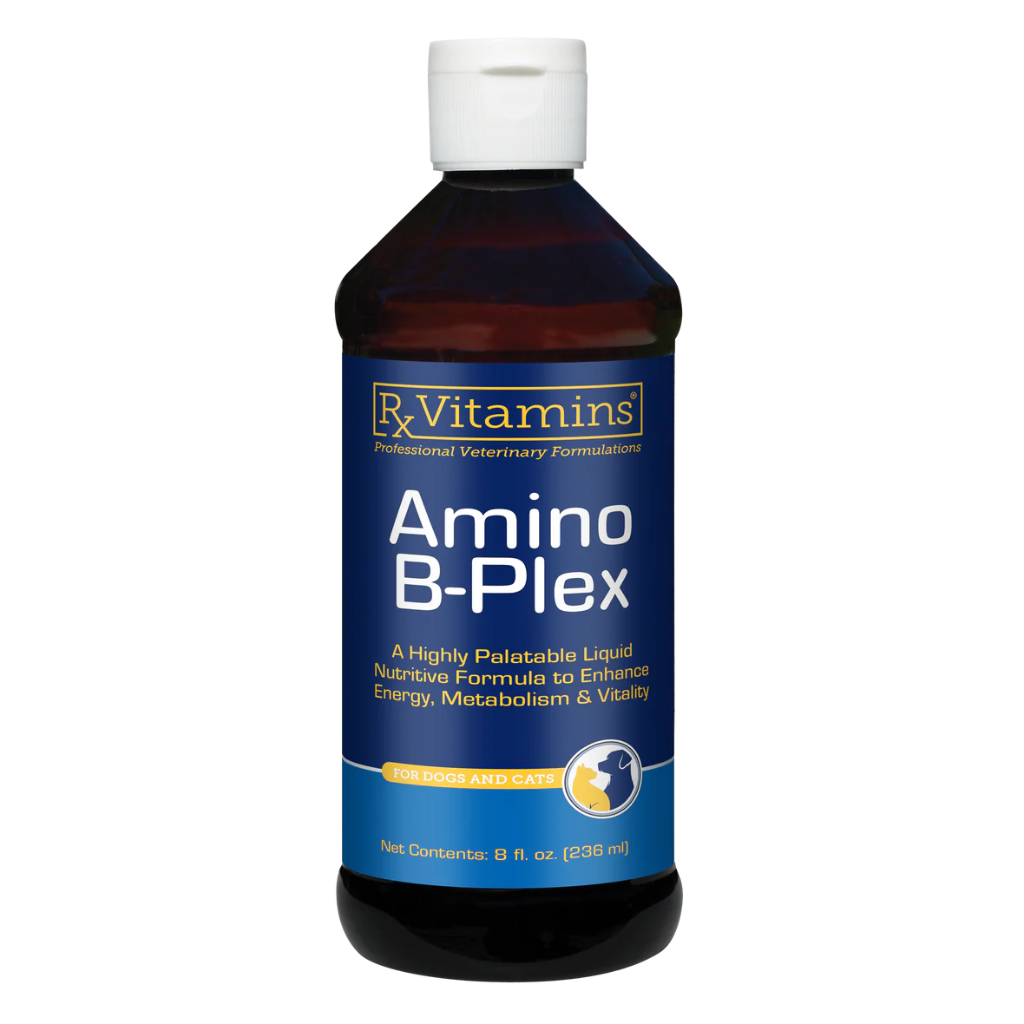 Bottle of R-Vitamins Amino B-Plex on a white background