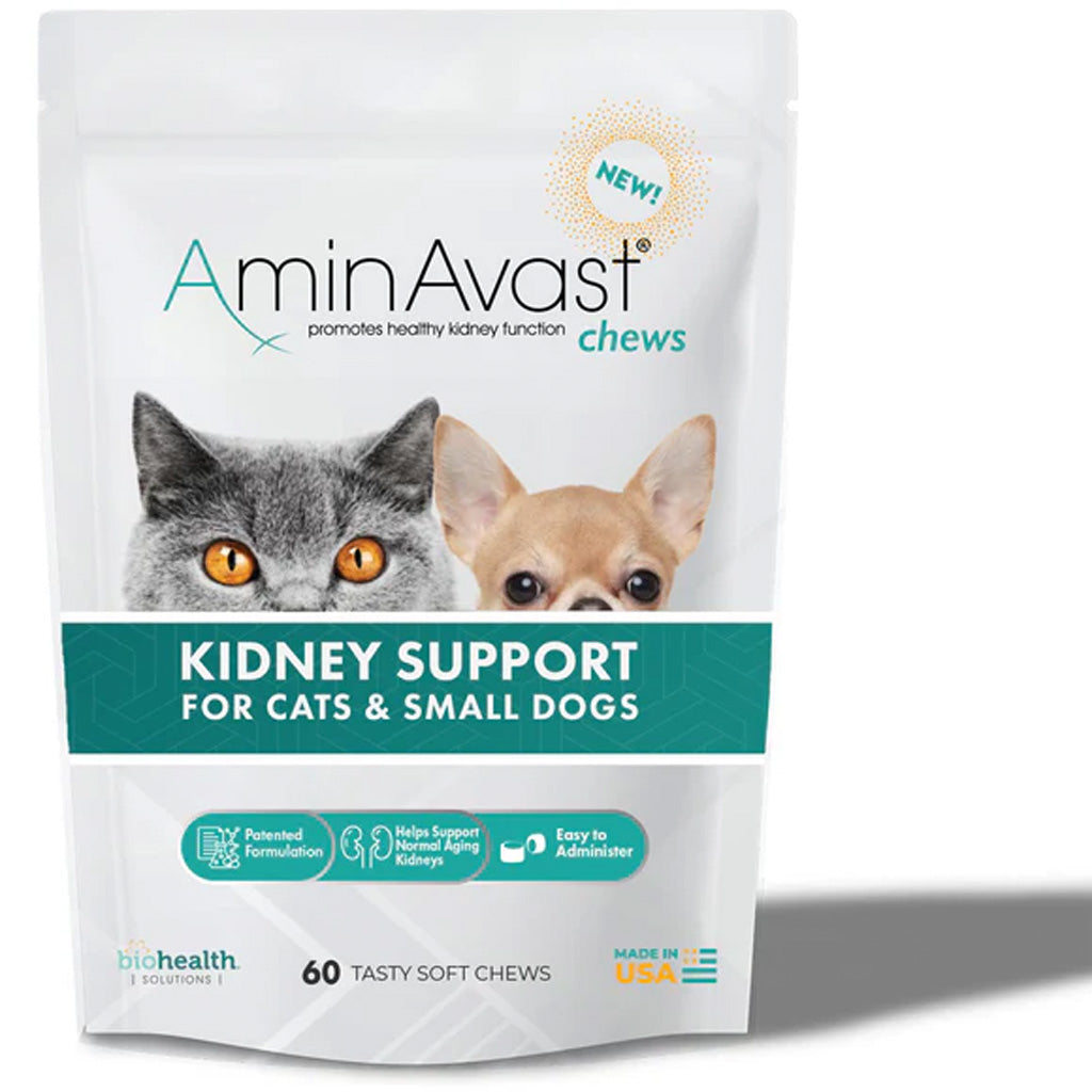 AminAvast Chews renal support supplement for cats and dogs, pack front