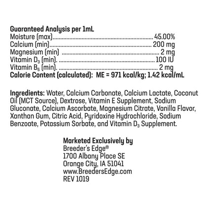Breeder’s Edge Oral Cal Plus for Dogs and Cats ingredients – Fast-Absorbing Calcium Supplement | UK Stock