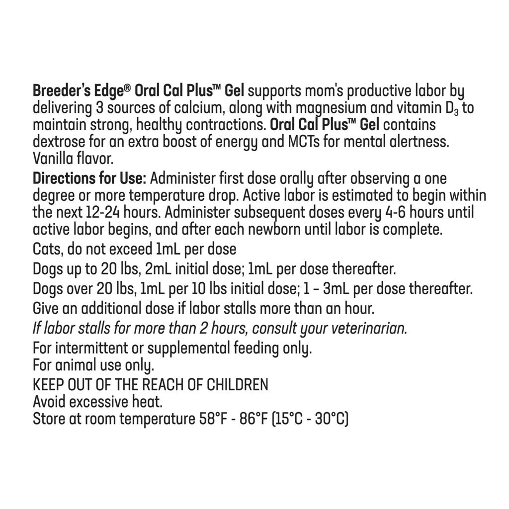 Breeder’s Edge Oral Cal Plus for Dogs and Cats directions – Fast-Absorbing Calcium Supplement | UK Stock