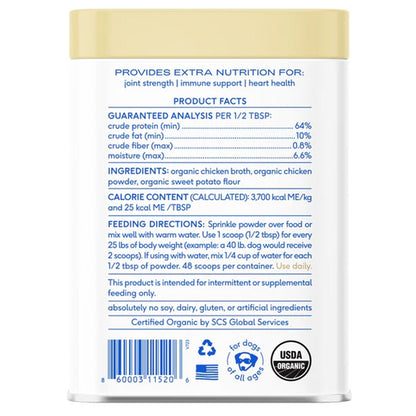 Product label with nutritional information and ingredients on a white background