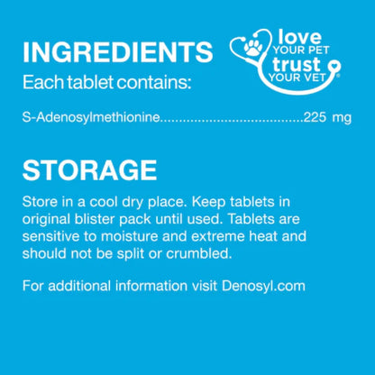Nutramax Denosyl Liver and Brain Health Supplement for Medium Dogs, With S-Adenosylmethionine (SAMe) ingredients and storage