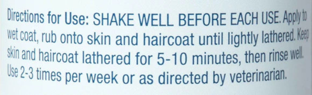 Text directions for use on a product label with blue text on a white background.