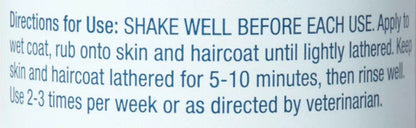 Text directions for use on a product label with blue text on a white background.