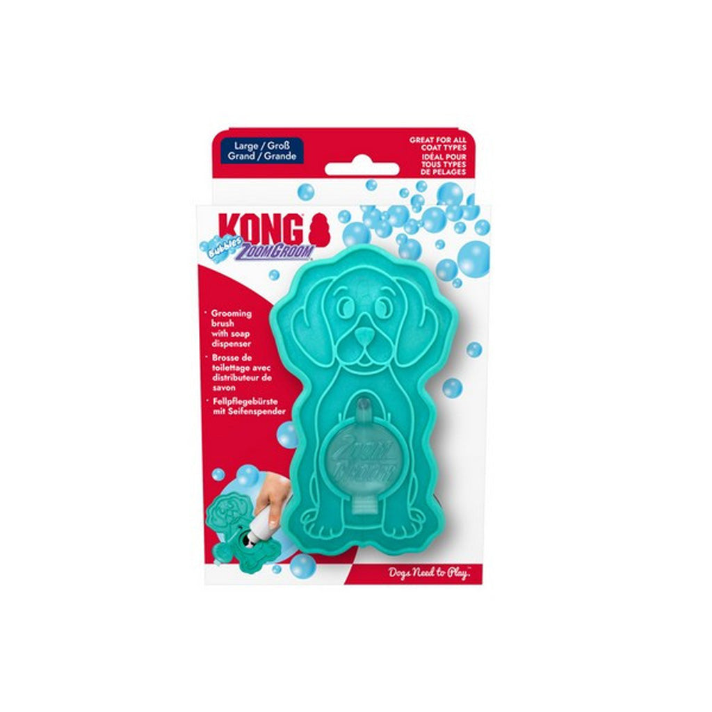 KONG ZoomGroom Bubbles dog grooming brush in retail packaging