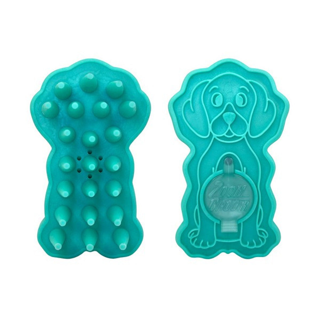 KONG ZoomGroom Bubbles rubber grooming front and back view