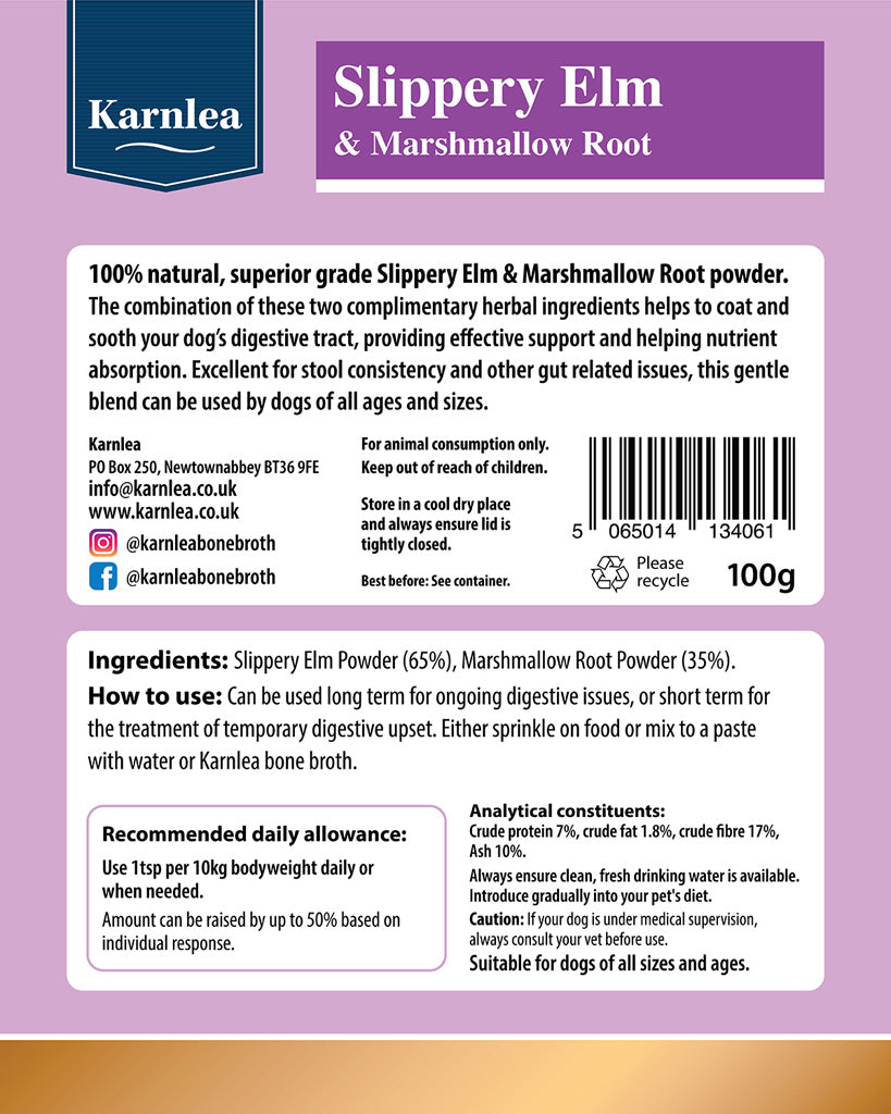 Karnlea slippery elm & marshmallow root ingredients and how to use
