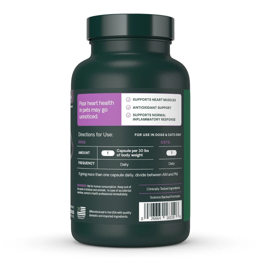Omega Healthy Heart bottle, right side of label showing directions and cautions