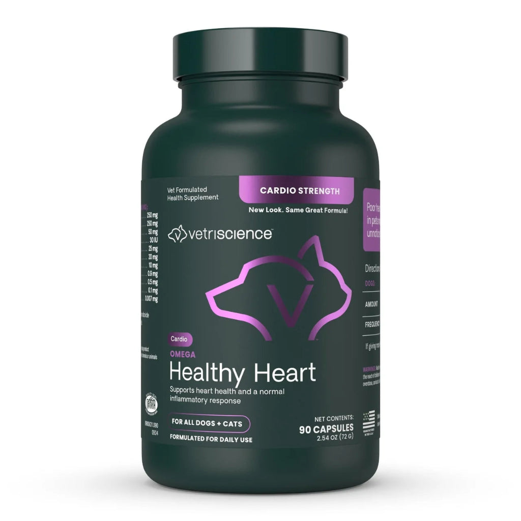 VetriScience Omega Healthy Heart for dogs and cats, 90 capsule bottle front