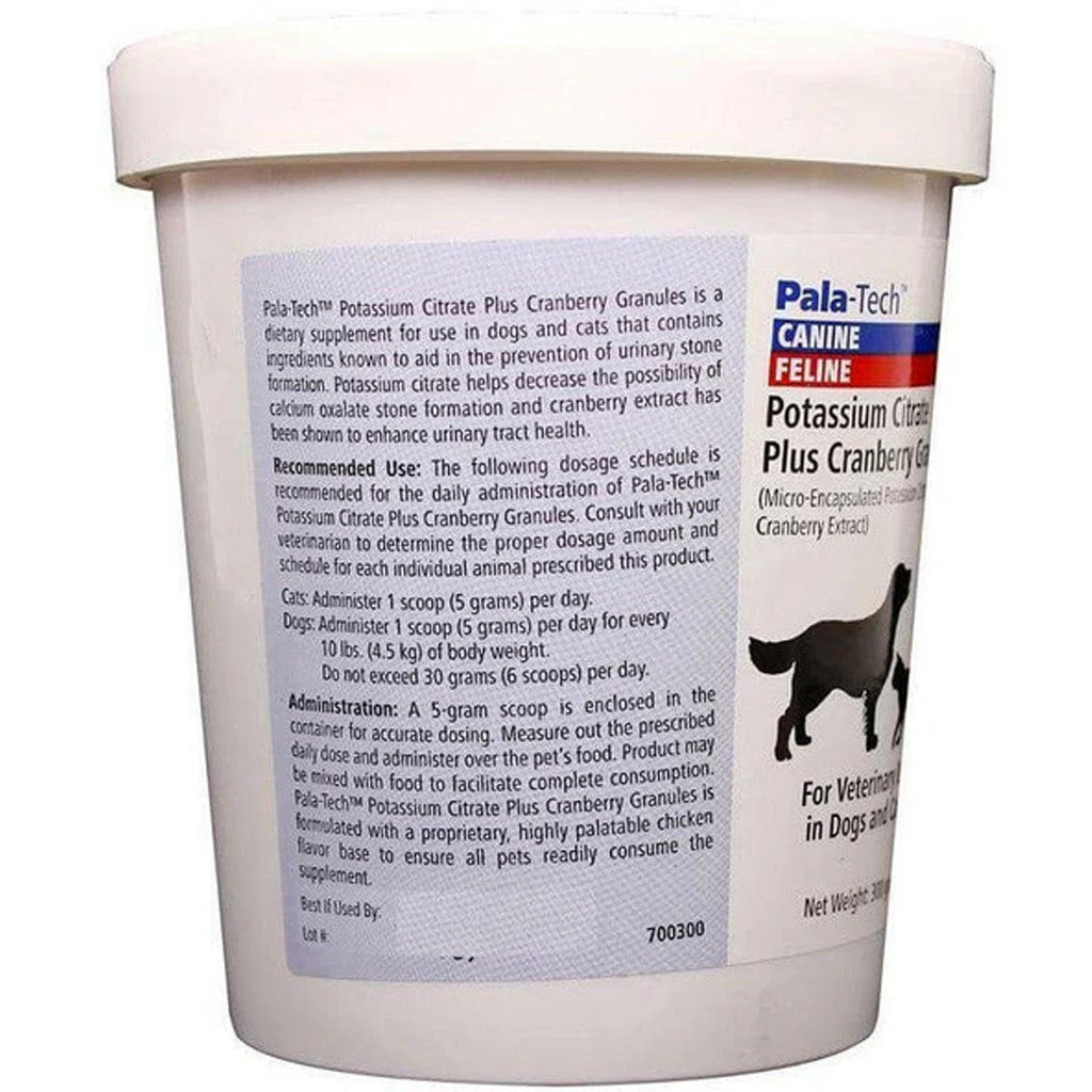 Pala-Tech Potassium Citrate Plus Cranberry Granules container with label on a white background instructions for use UK STOCK