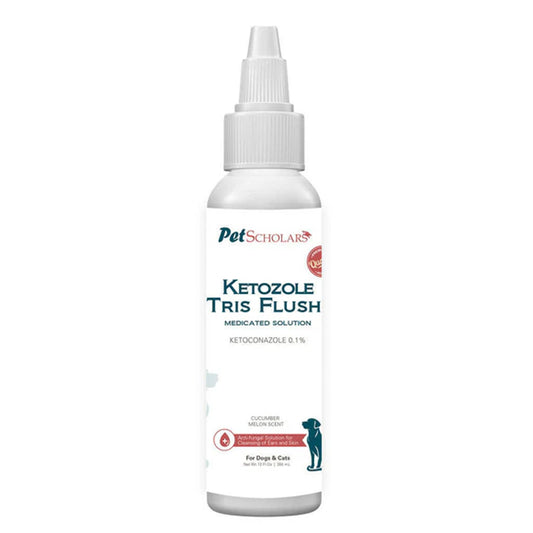 PetScholars Ketozole Tris Flush bottle for pets on a white background