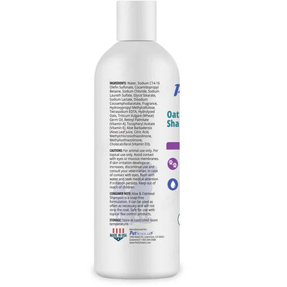 Bottle of oat shampoo with label on a white background