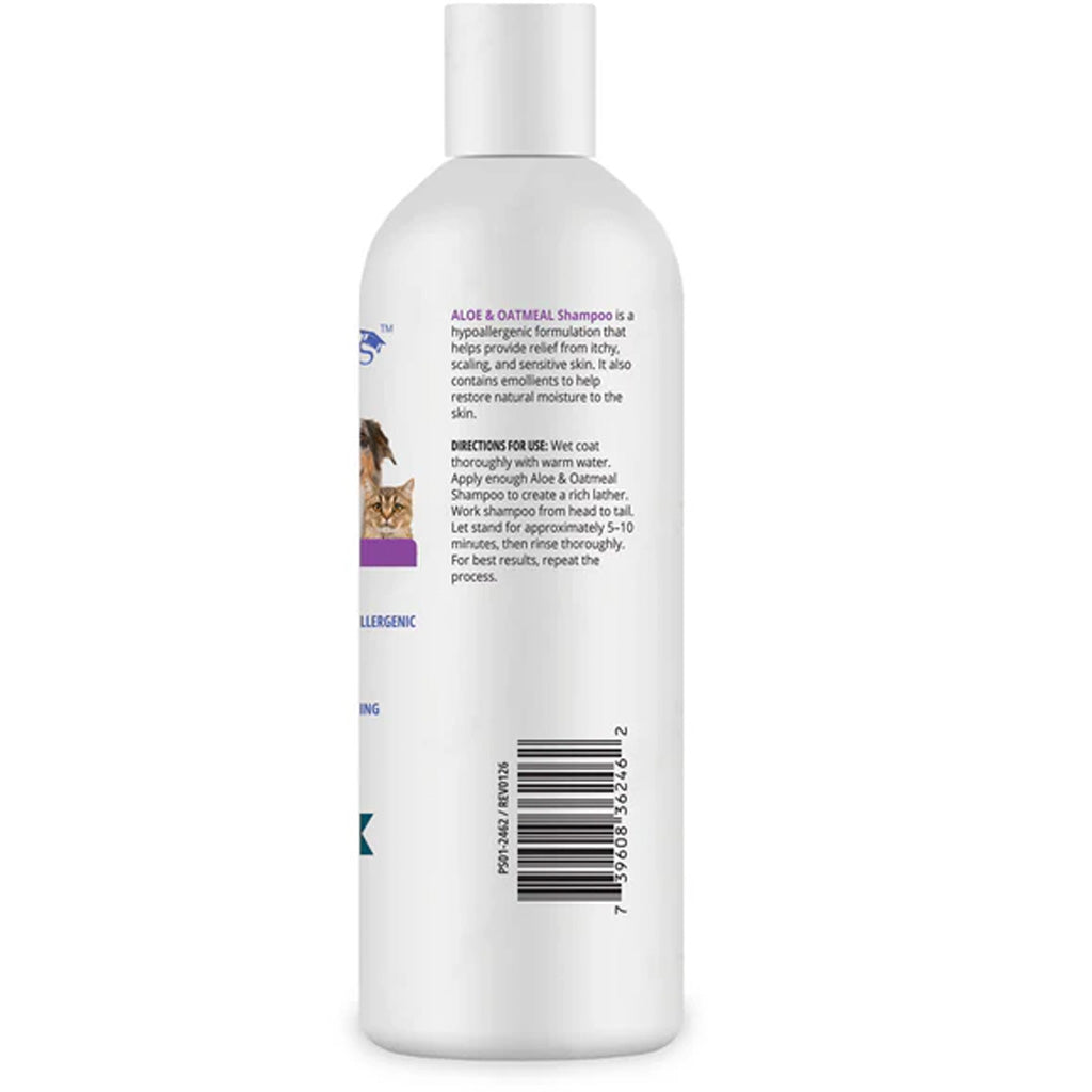Cat shampoo bottle with label on a white background