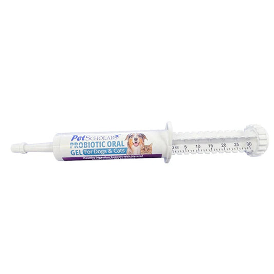 Pet Scholars Daily Probiotic and Prebiotic Oral Gel 30ml syringe for dogs and cats
