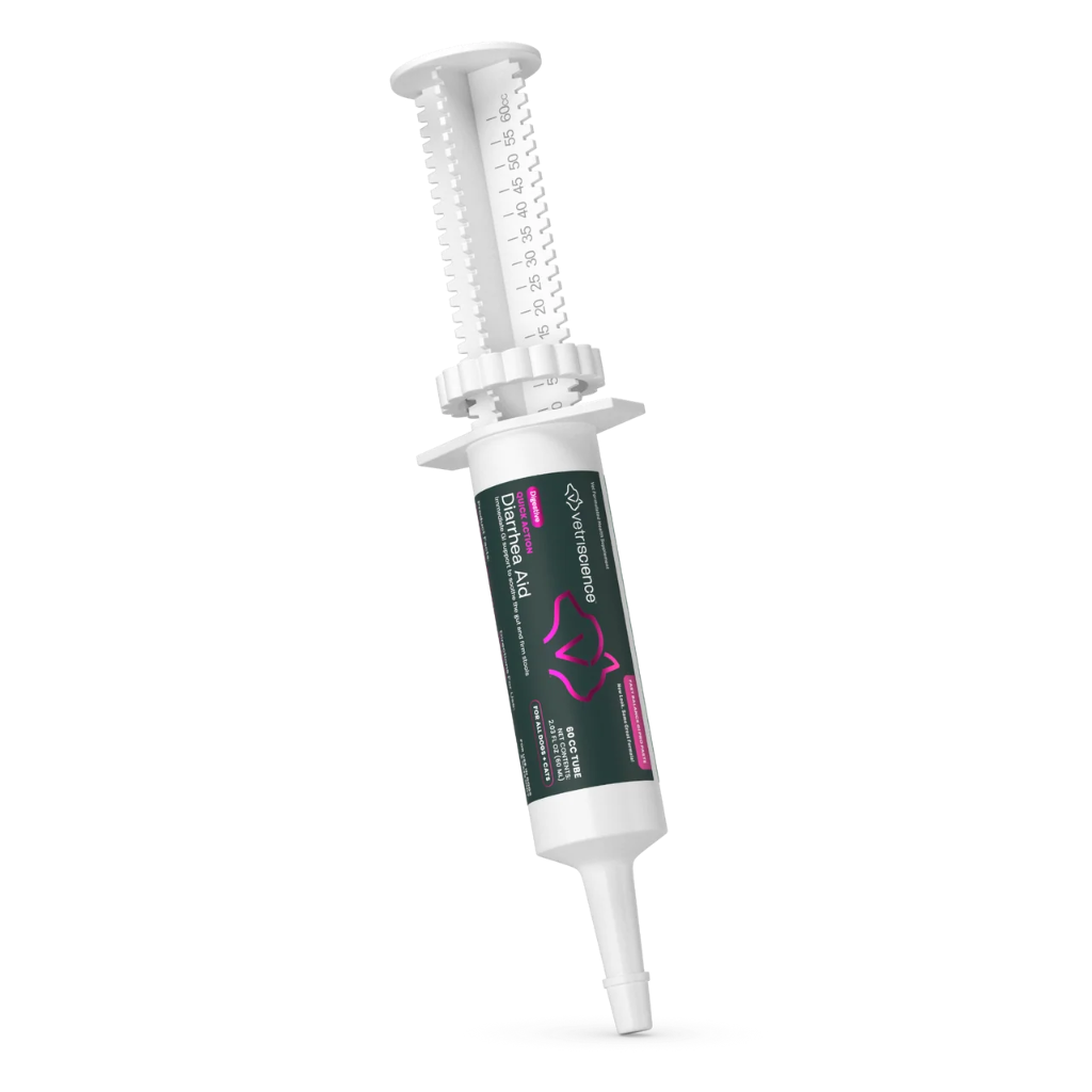 Quick Action Diarrhea Aid dial-a-serving applicator tube, front label