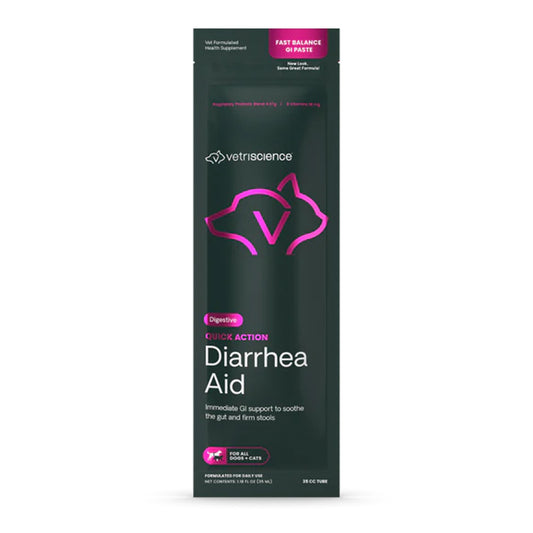 VetriScience Quick Action Diarrhea Aid paste for dogs and cats, 35cc tube, front of pack