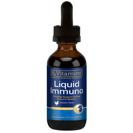 Bottle of Rx Vitamins Liquid Immuno on a white background
