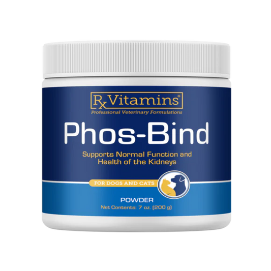 Rx-Vitamins Phos-Bind powder container on a white background