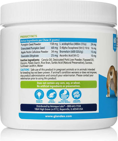 Glandex Anal Gland Support Pork Liver Soft Chews for Dogs facts