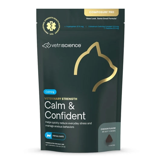 VetriScience Veterinary Strength Calm & Confident for Cats, 45 chew pack front
