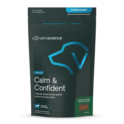 VetriScience Composure Calming Chews for Dogs, Chicken Flavour, New Pakaging – Stress & Anxiety Relief | UK Stock