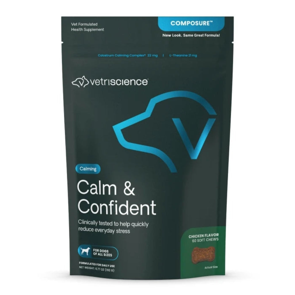 Vetriscience Composure health supplement package for dogs on a white background