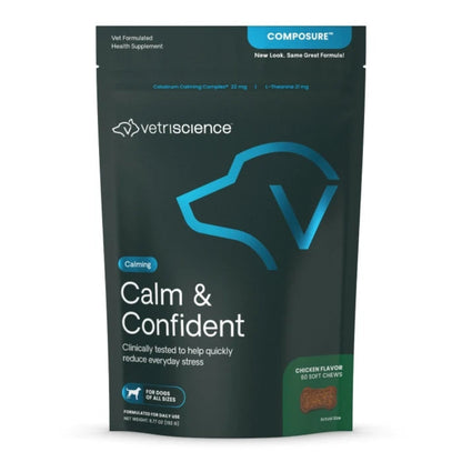 Vetriscience Composure health supplement package for dogs on a white background