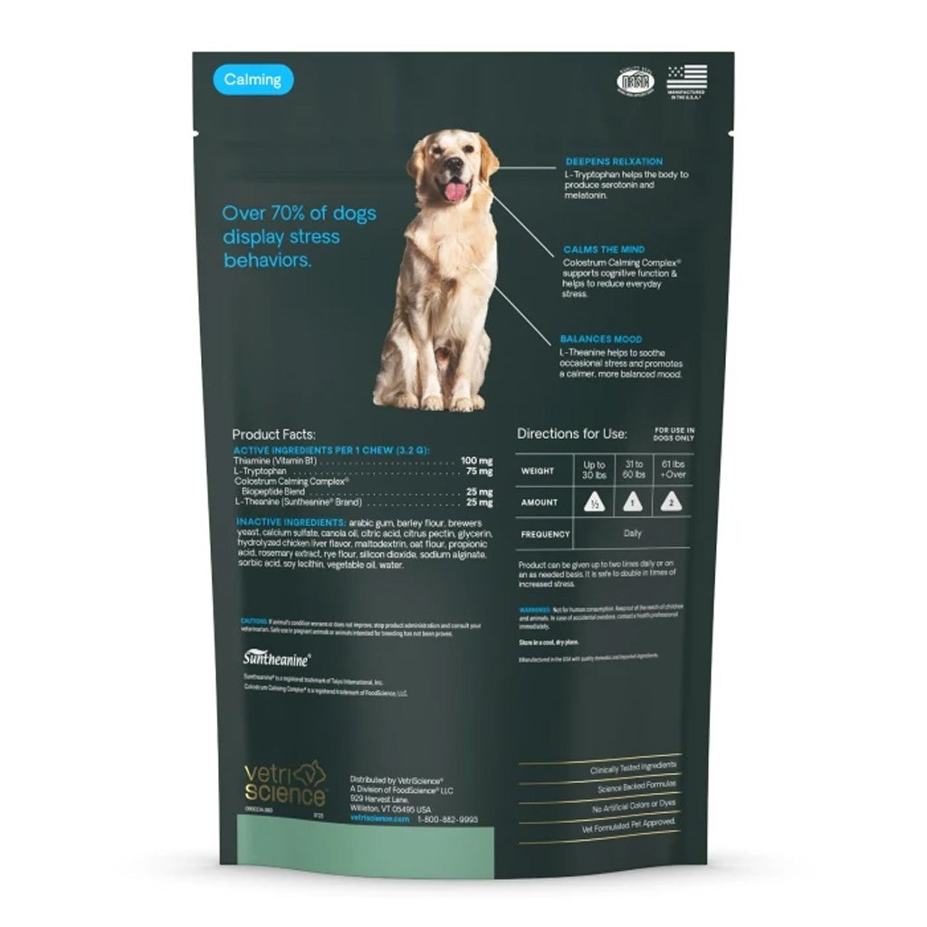 Dog supplement package with a picture of a dog on a white background