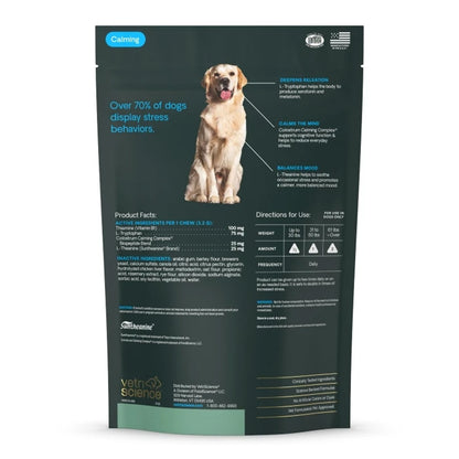 Dog supplement package with a picture of a dog on a white background