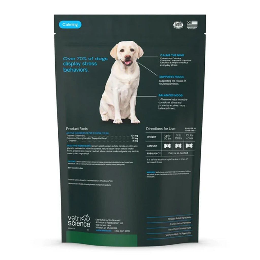 VetriScience Composure Calming Chews for Dogs, Bacon Flavour – Stress & Anxiety Relief | UK Stock
