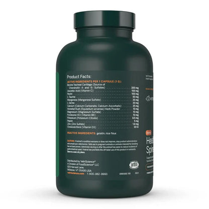 VetriScience Healthy Spine & Disc 180 capsule bottle, left side of label